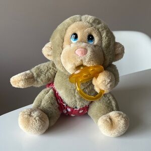 Vintage 1980s RUSS Caress Soft Pets Baby Chee Chee Gorilla Monkey with pacifier